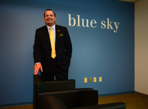 Rick Slater, managing partner, stands in the blue sky room. Photo by Kenny Kemp/Charleston Gazette.