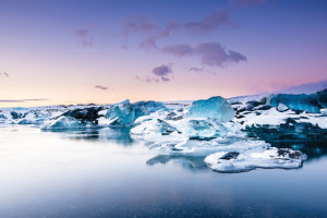 Icebergs floating in Jokulsarlon glacier