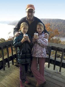 Gruver at Coopers Rock in Bruceton Mills, WV, with daughters Emma and Madelyn. 