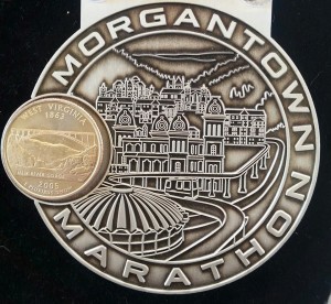 Morgantown Marathon race medal designed by Jamie Lester.