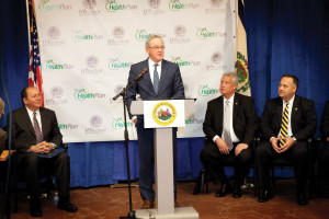 Jim Pennington, president and CEO of The Health Plan, at the announcement of THP’s plans to move their corporate headquarters back to West Virginia.