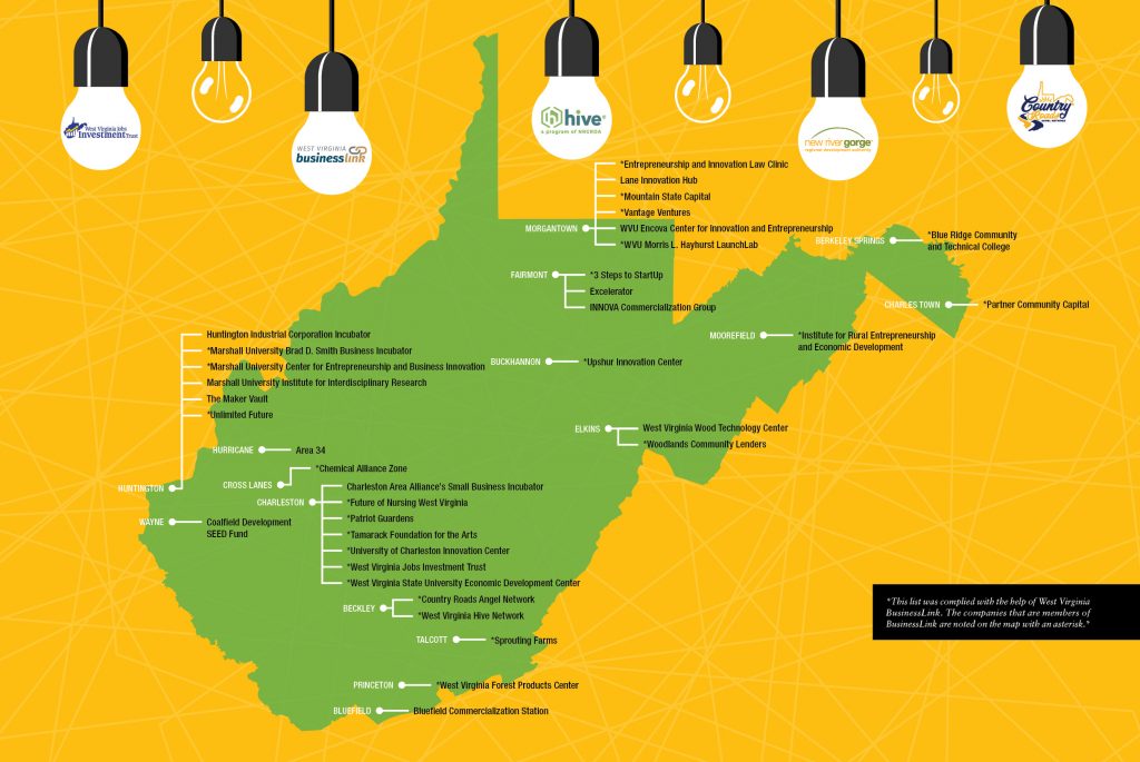 West Virginia Entrepreneurship Resources Map