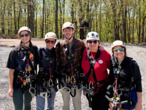 Cohort members traverse Morgantown’s Zipline Aerial Adventure.