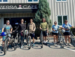 Cohort members gather before biking Morgantown’s Rail Trail.