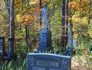 Devil Anse Hatfield Statue at Cemetery Geocaching