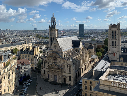 Breathtaking views from the Panthéon in Paris, France.