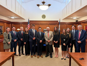 WVU Law's United States Supreme Court Clinic poses with Judge Robert B. King at the U.S. Fourth Circuit Court of Appeals.