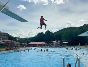 Patrons swim at the Saundra Johnson Aquatic Center.